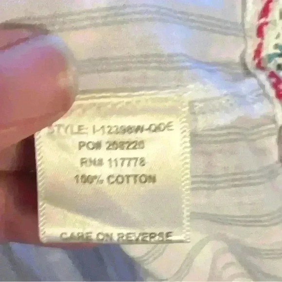 Lovestitch Boho Women’s Blouse Multicolored Striped Tie Keyhole Ruffles Cotton S - Picture 8 of 8